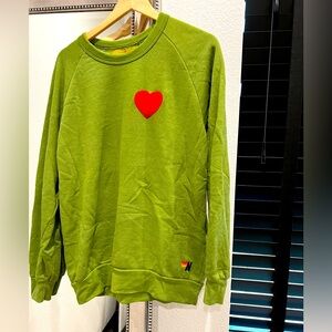 Aviator Nation HEART embroidery Sweatshirt; Color: Jungle Green; Size: Large